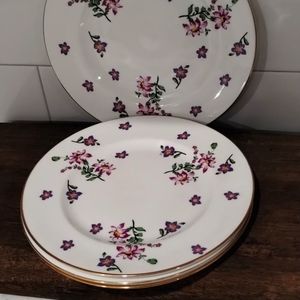 Royal Victoria 8" Dessert Plates set of 4 Purple Flowers Gold Rimmed